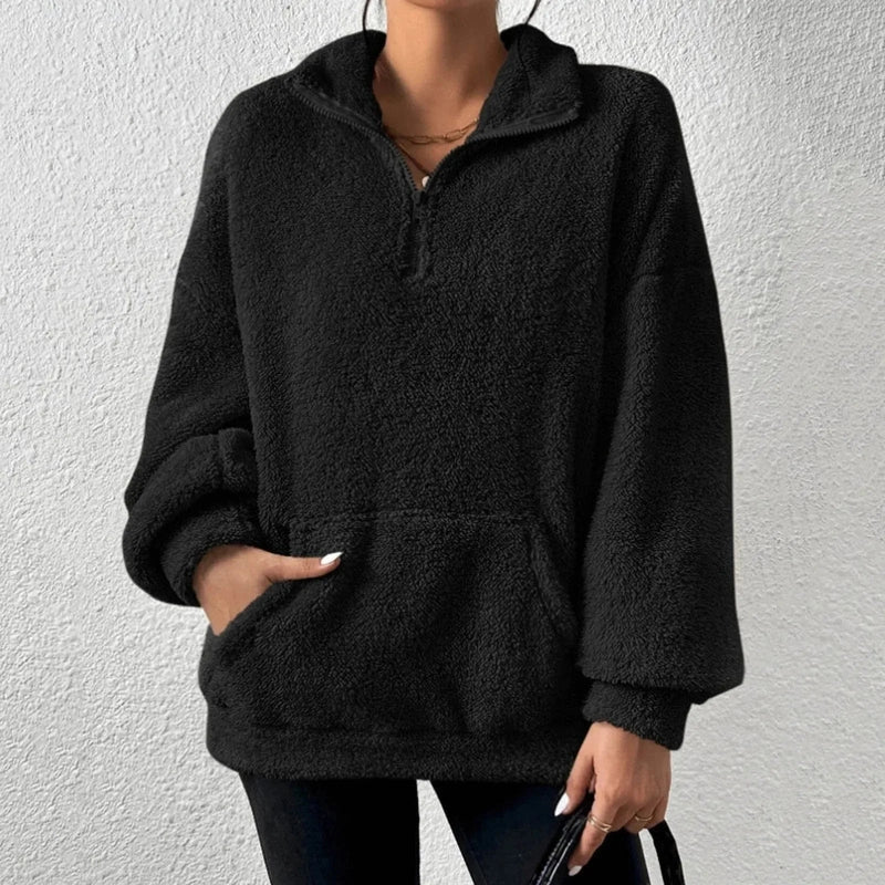 Sweatshirt – Cotton Blend Cropped Half Zip & Easy On