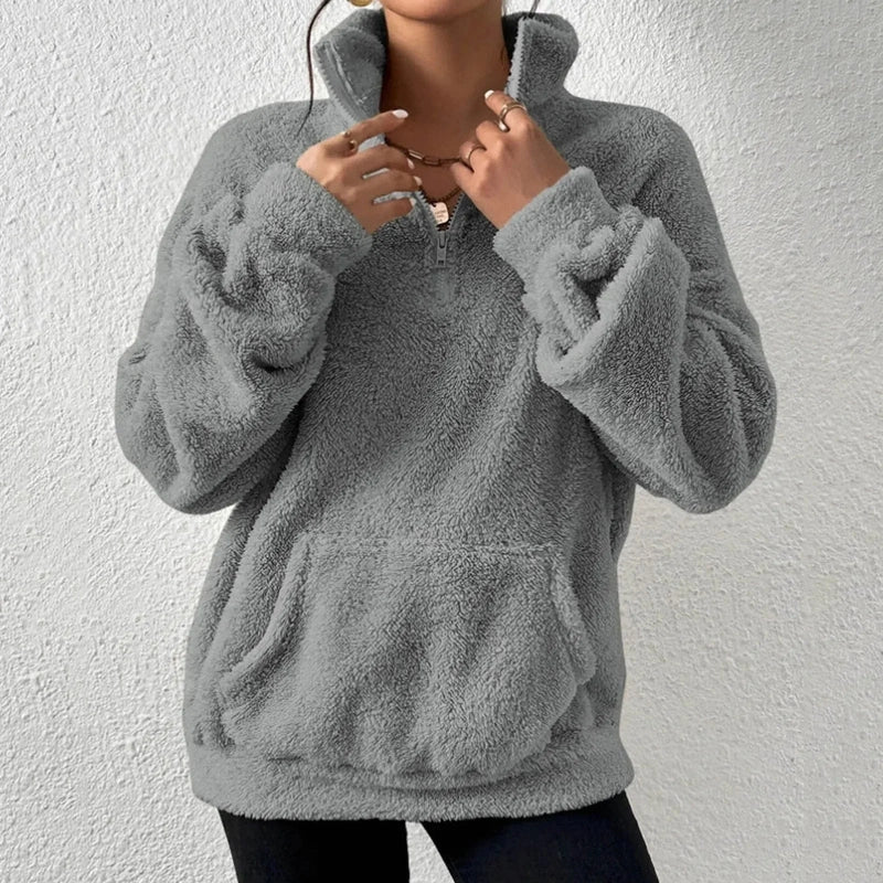 Sweatshirt – Cotton Blend Cropped Half Zip & Easy On