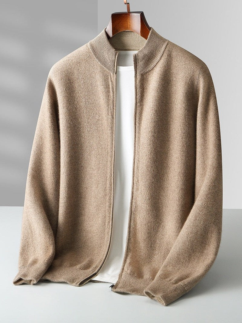 Wool Blend Cardigan - Smooth Finish And Layering Warmth