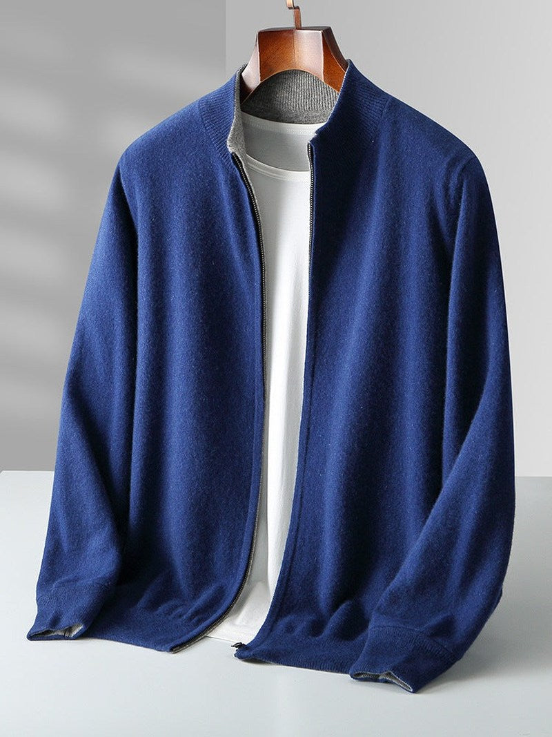 Wool Blend Cardigan - Smooth Finish And Layering Warmth