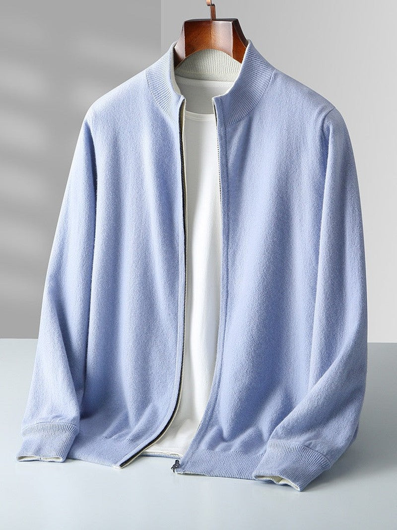 Wool Blend Cardigan - Smooth Finish And Layering Warmth