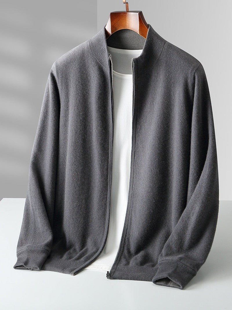 Wool Blend Cardigan - Smooth Finish And Layering Warmth