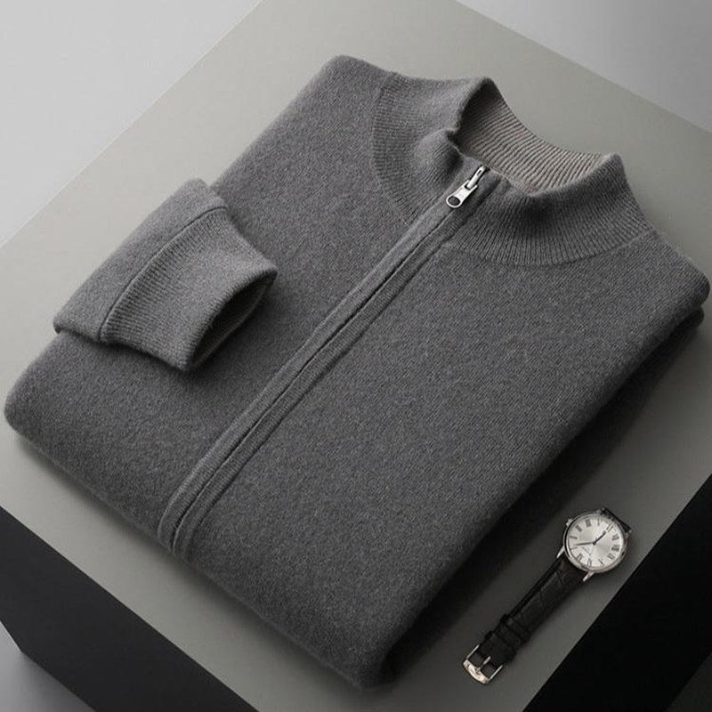 Wool Blend Cardigan - Smooth Finish And Layering Warmth