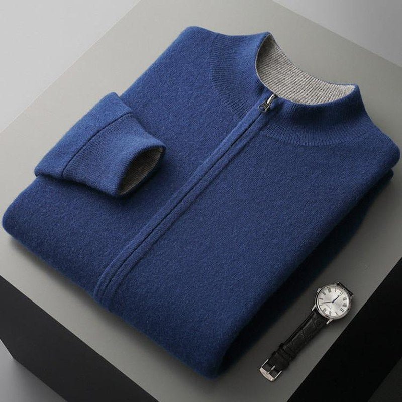 Wool Blend Cardigan - Smooth Finish And Layering Warmth