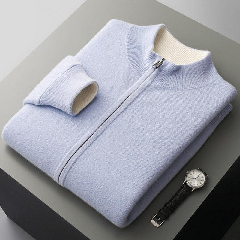 Wool Blend Cardigan - Smooth Finish And Layering Warmth
