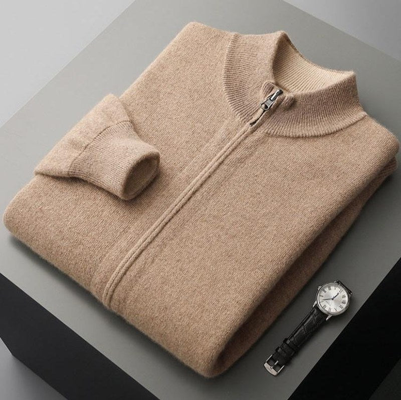 Wool Blend Cardigan - Smooth Finish And Layering Warmth