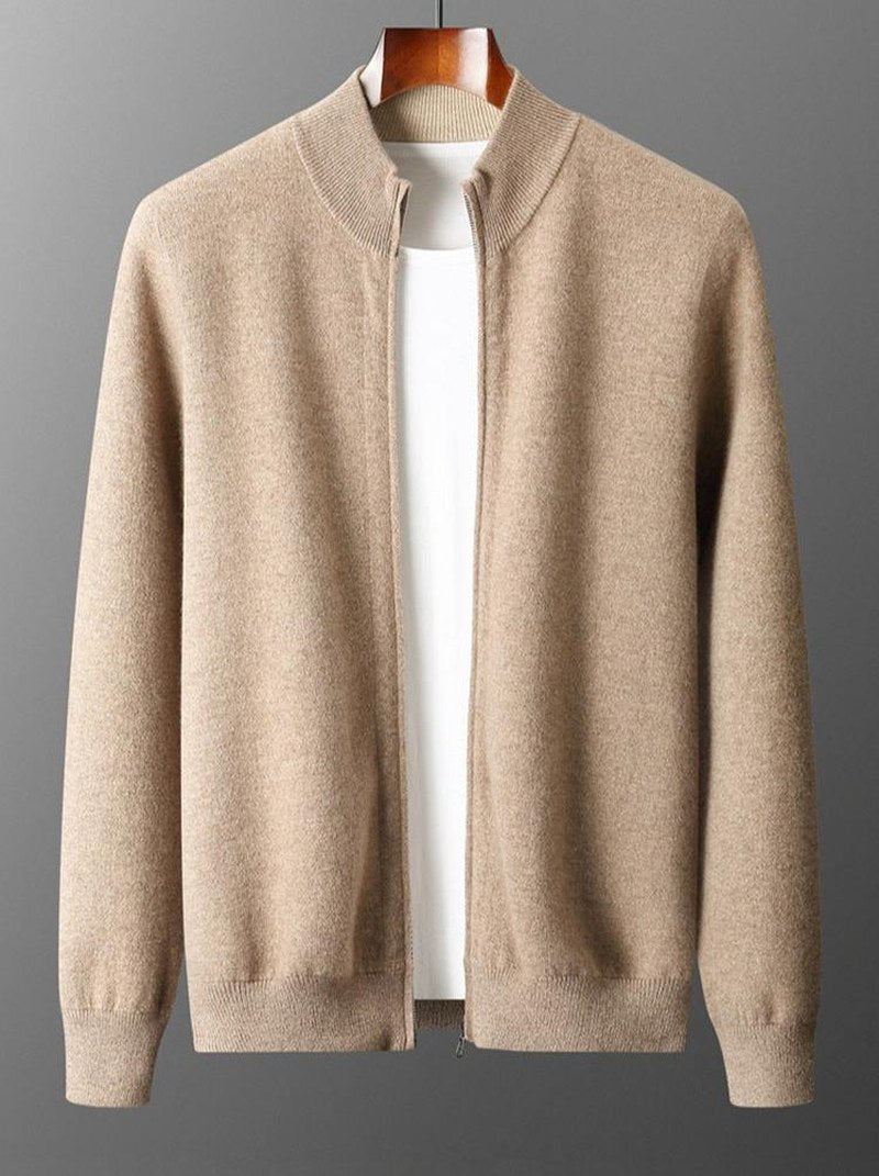 Wool Blend Cardigan - Smooth Finish And Layering Warmth