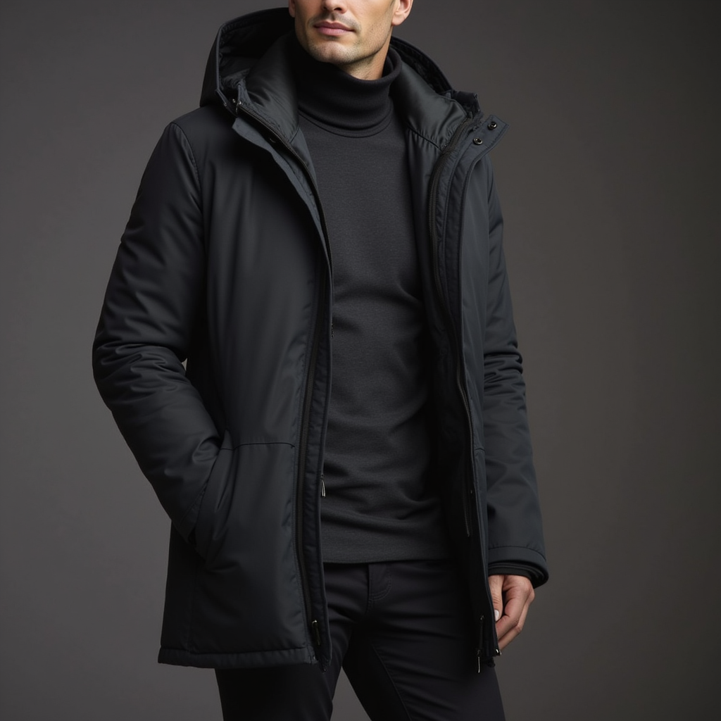 The Gregor - Modern Quilted Overcoat with Padded Hood